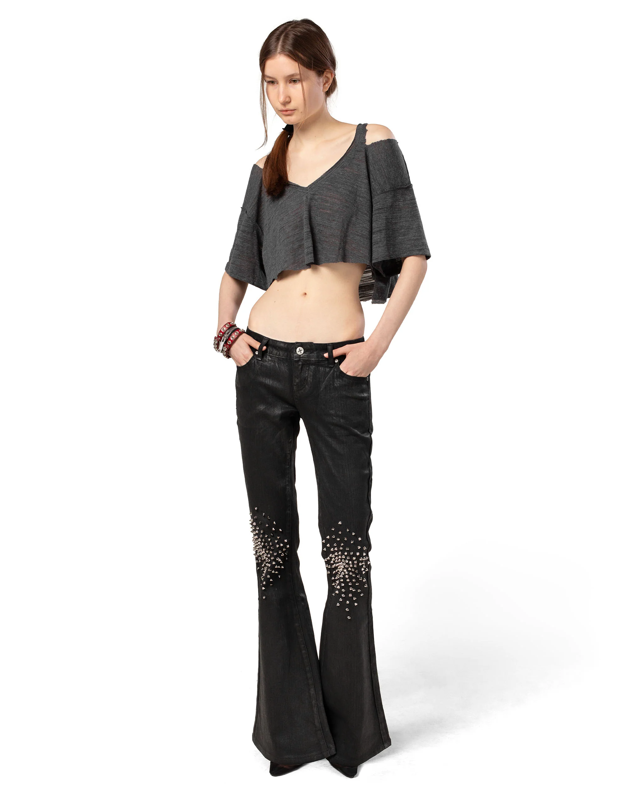 Black Waxed Spike Denim - Image 3