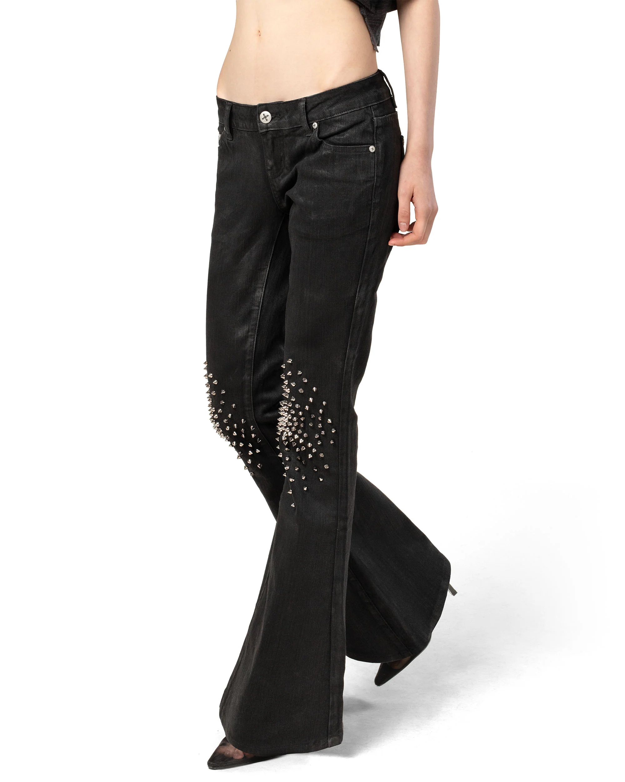 Black Waxed Spike Denim - Image 5