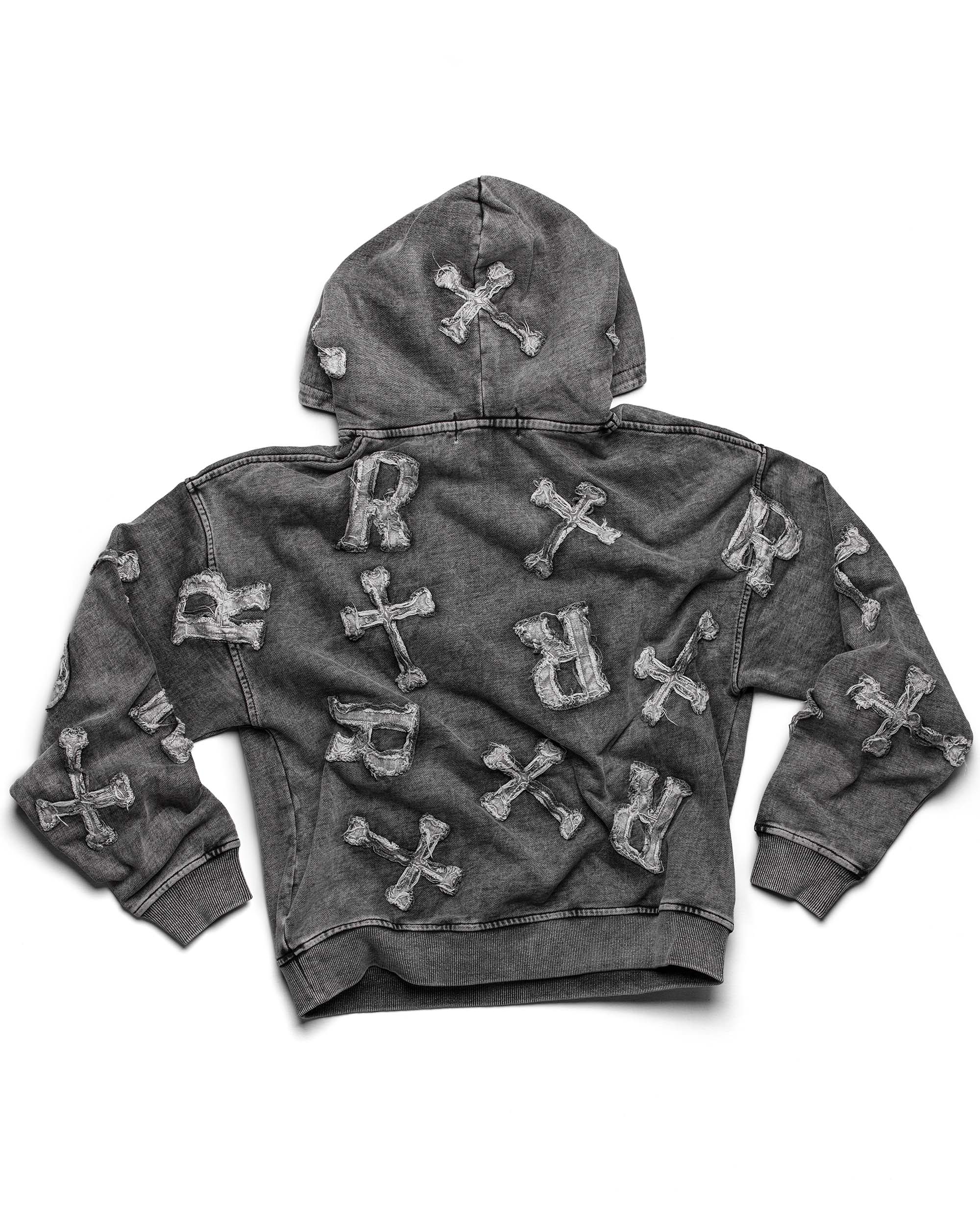 Washed Black Patch Hoodie - Image 3