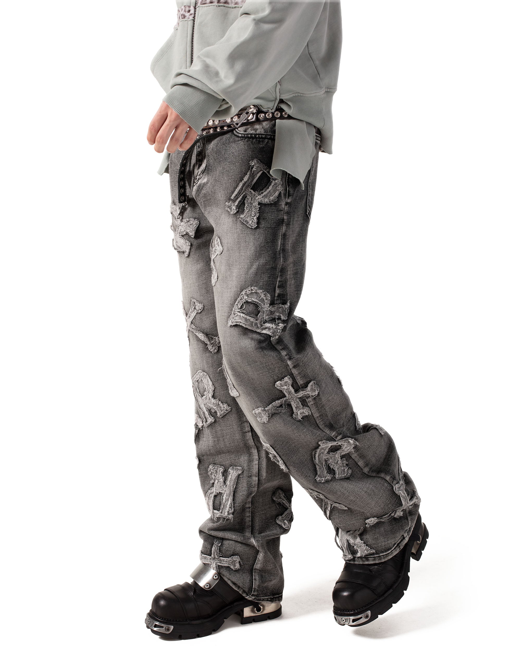 Washed Black Patch Denim - Image 4