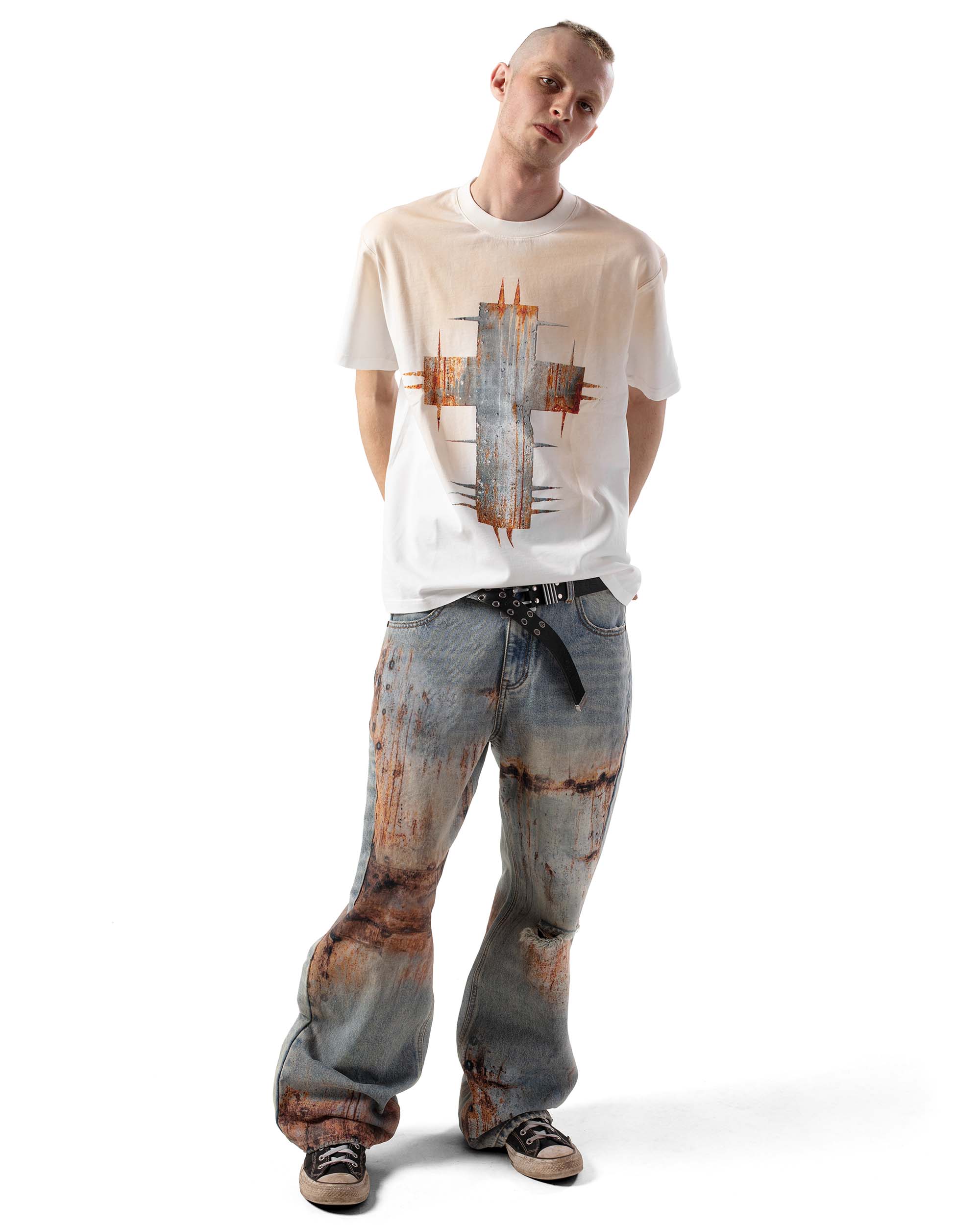 White Rust Cross T-Shirt - Image 4